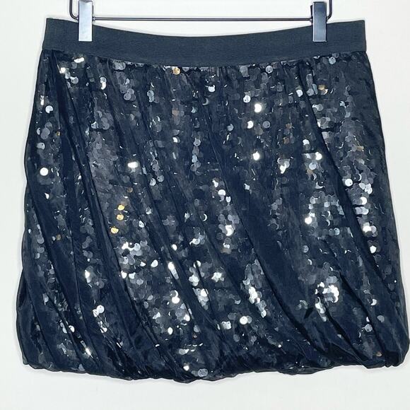 DIESEL BLACK GOLD black sequin pull on mini skirt size small - Picture 3 of 5